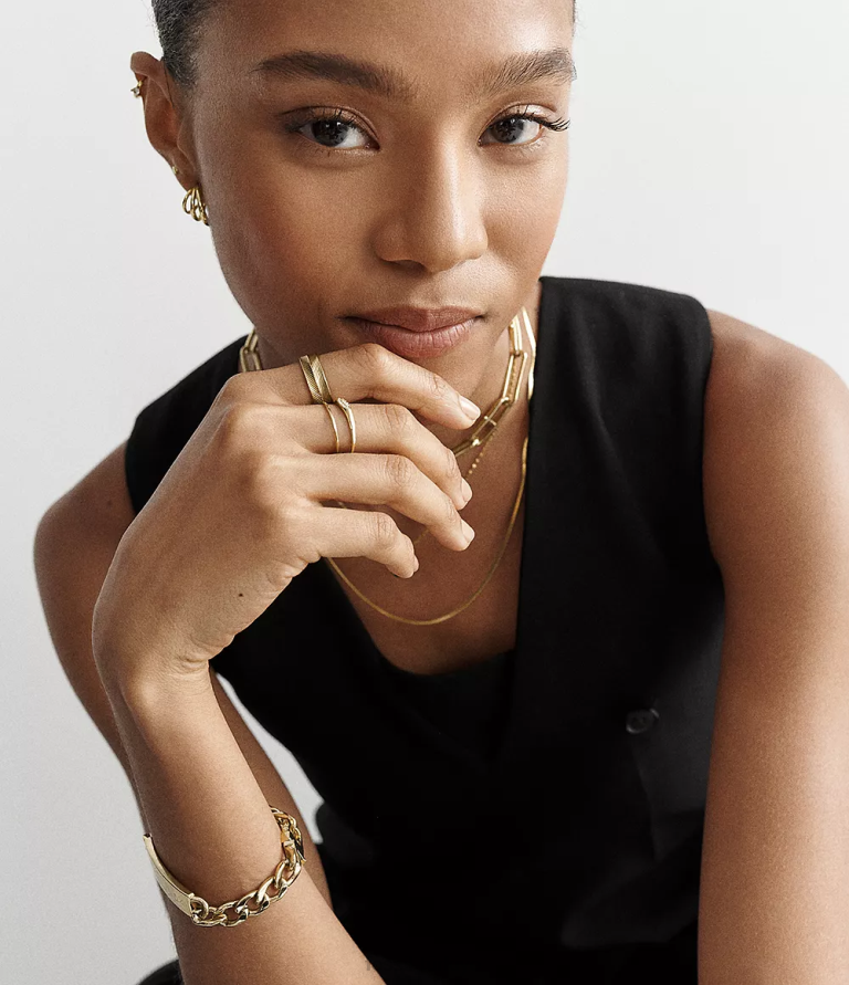 Fossil 6J04902 altın tonu miras d-link paslanmaz çelik zincir kolye takı kadınlar