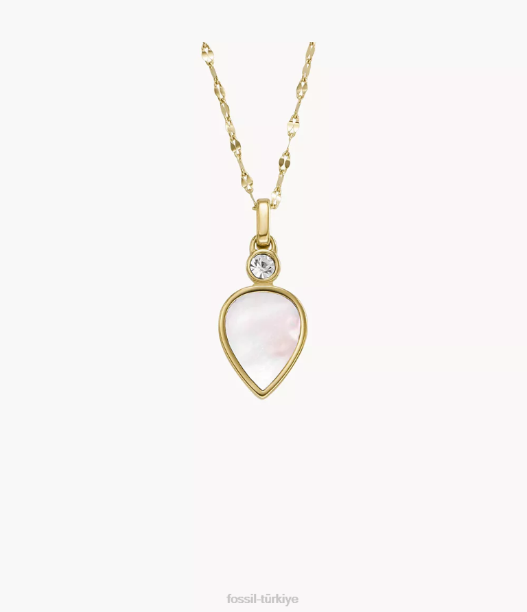 Fossil 6J04904 beyaz sedef gözyaşı kolye kolye takı kadınlar