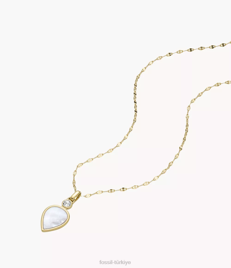 Fossil 6J04904 beyaz sedef gözyaşı kolye kolye takı kadınlar