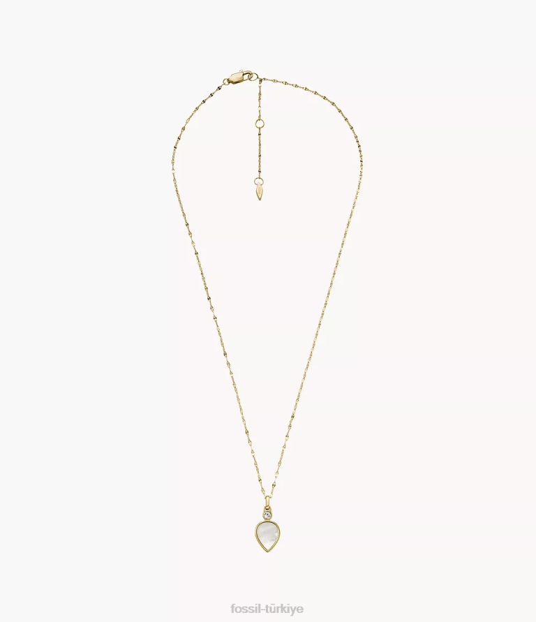 Fossil 6J04904 beyaz sedef gözyaşı kolye kolye takı kadınlar