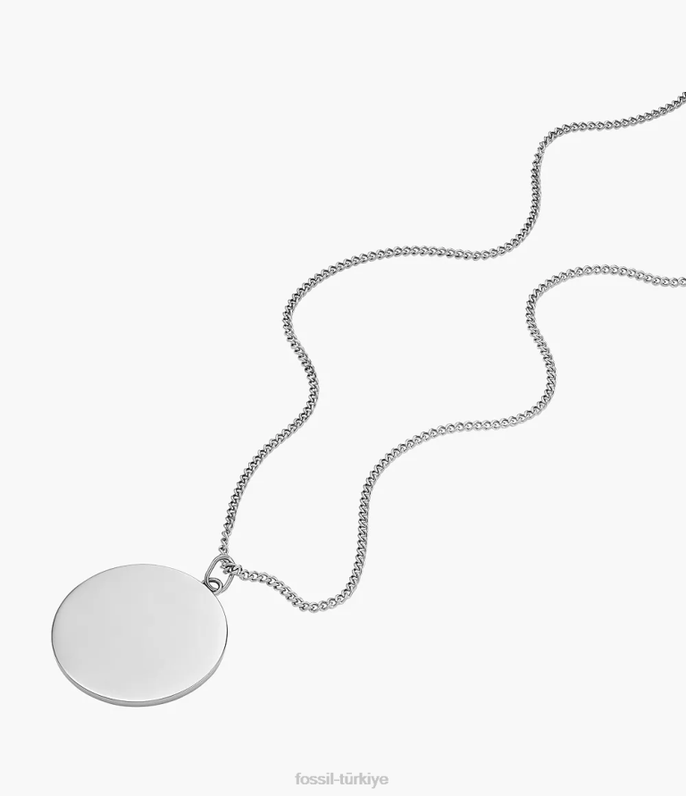 Fossil 6J04908 gümüş ton paslanmaz çelik kolye kolye çekti takı kadınlar