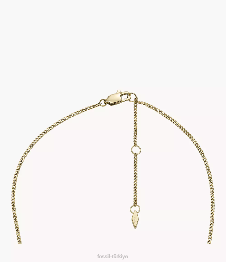 Fossil 6J04909 altın tonu paslanmaz çelik çubuk zincir kolye çekti takı kadınlar