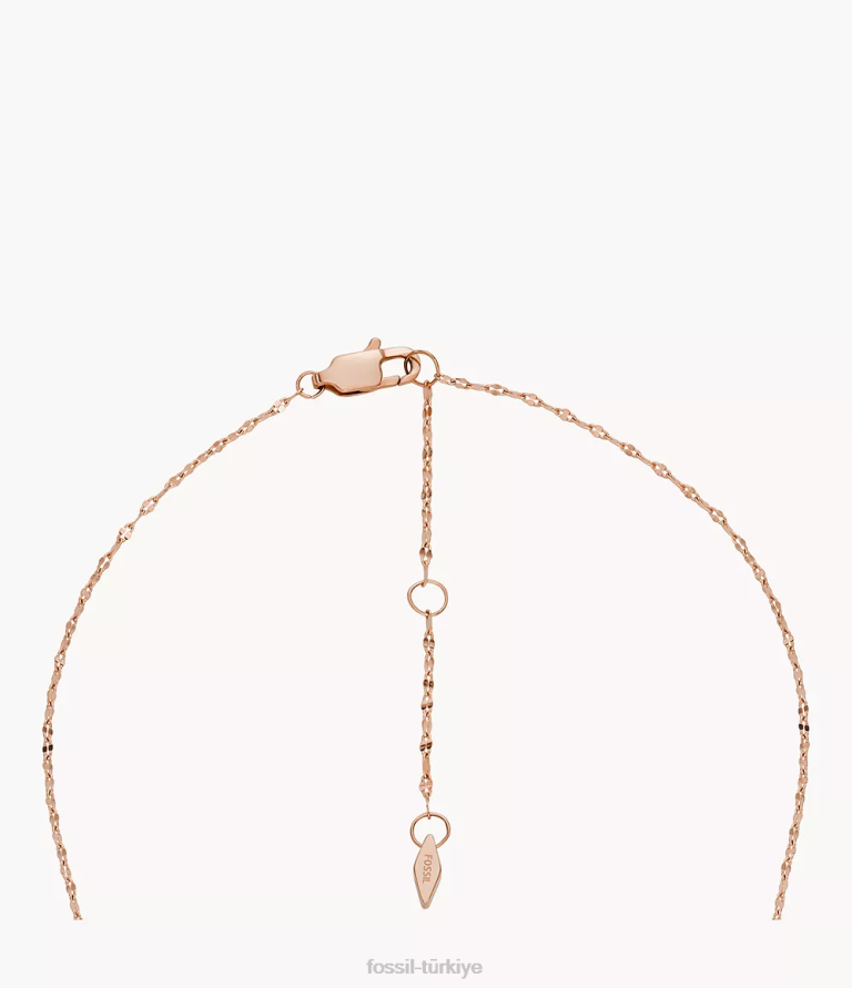 Fossil 6J04910 gül altın tonu madalyon koleksiyonu paslanmaz çelik zincir kolye takı kadınlar