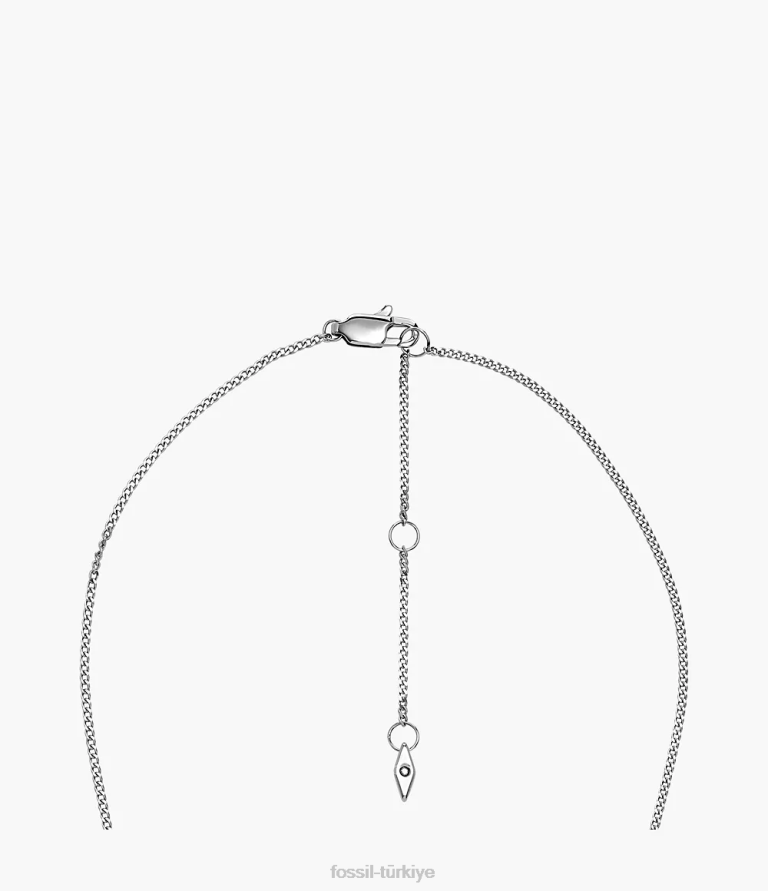 Fossil 6J04919 gümüş ton paslanmaz çelik çubuk zincir kolye çekti takı kadınlar