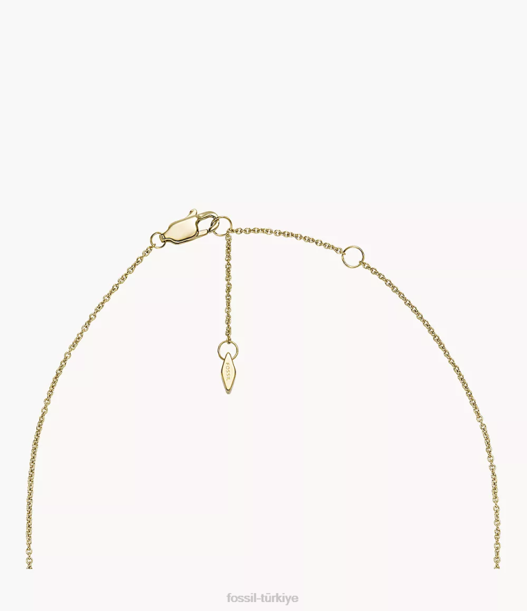 Fossil 6J04920 altın tonu sadie trio glitz paslanmaz çelik istasyon kolyesi takı kadınlar