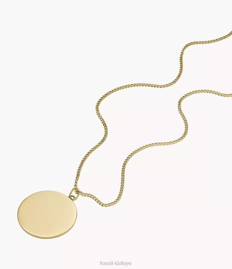 Fossil 6J04921 altın tonu paslanmaz çelik kolye kolye çekti takı kadınlar
