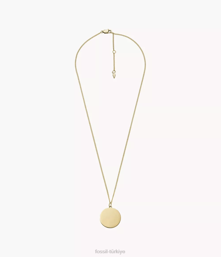 Fossil 6J04921 altın tonu paslanmaz çelik kolye kolye çekti takı kadınlar