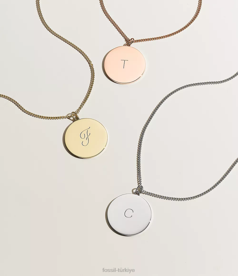 Fossil 6J04921 altın tonu paslanmaz çelik kolye kolye çekti takı kadınlar