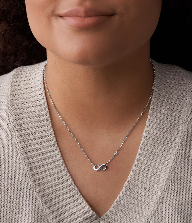 Fossil 6J04922 gümüş elliott sonsuz aşk sterlini kutulu kolye takı kadınlar