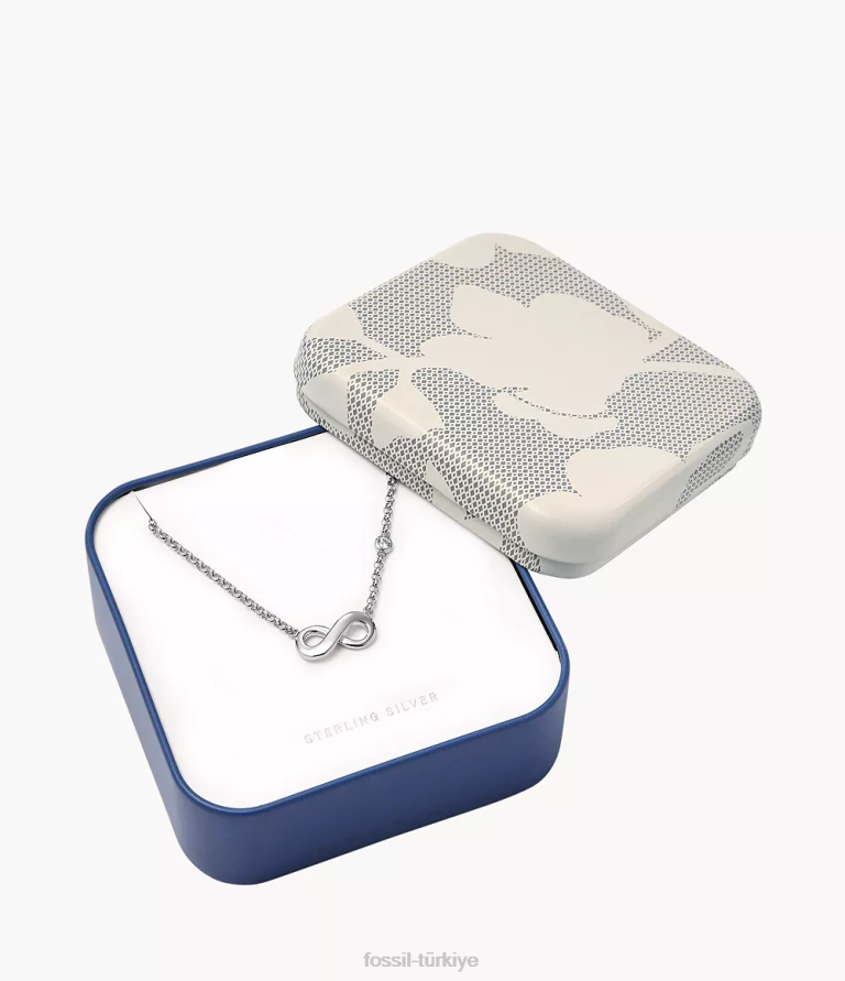 Fossil 6J04922 gümüş elliott sonsuz aşk sterlini kutulu kolye takı kadınlar