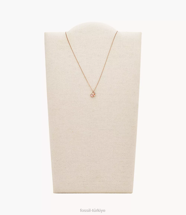 Fossil 6J04925 gül Georgia kalp ve e kuvars kolye takı kadınlar