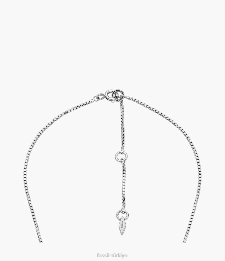 Fossil 6J04926 gümüş sterlin doku daire kolye kolye takı kadınlar