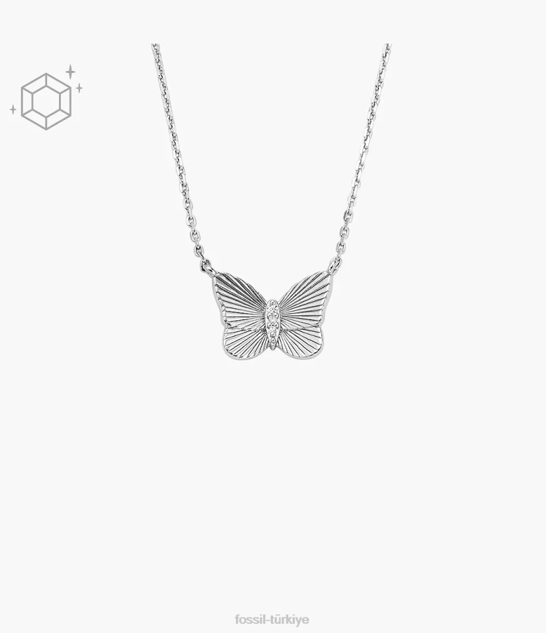 Fossil 6J04928 gümüş ayar kelebekler zincir kolye takı kadınlar