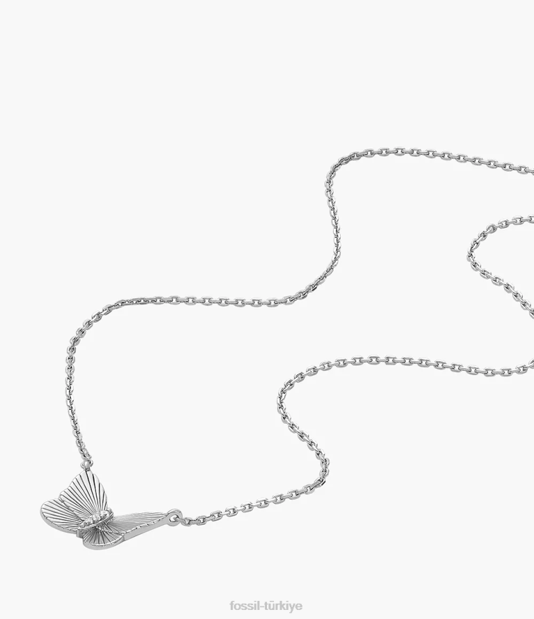 Fossil 6J04928 gümüş ayar kelebekler zincir kolye takı kadınlar
