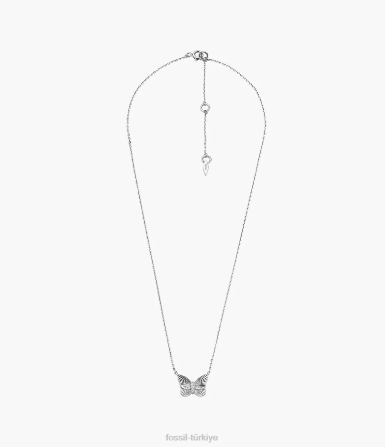 Fossil 6J04928 gümüş ayar kelebekler zincir kolye takı kadınlar