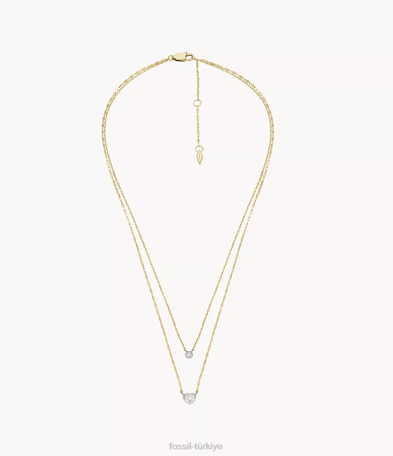 Fossil 6J04932 iki ton sadie sevgi belirteçleri paslanmaz çelik zincir kolye takı kadınlar
