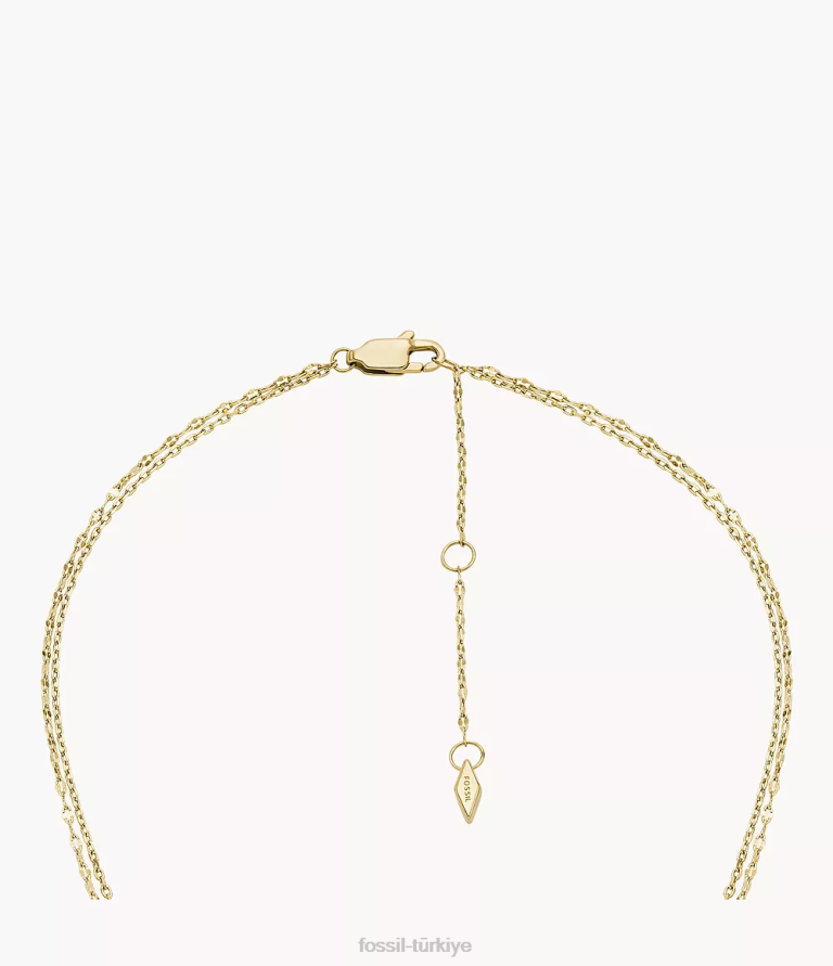 Fossil 6J04932 iki ton sadie sevgi belirteçleri paslanmaz çelik zincir kolye takı kadınlar