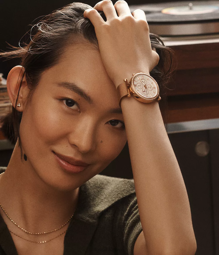 Fossil 6J04933 altın tonu corra oh çok sevimli paslanmaz çelik zincir kolye takı kadınlar