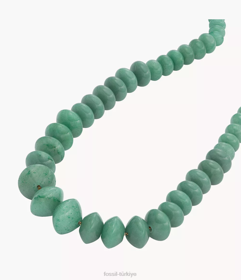 Fossil 6J04934 yeşil hepsi yığılmış aventurin boncuklu kolye takı kadınlar