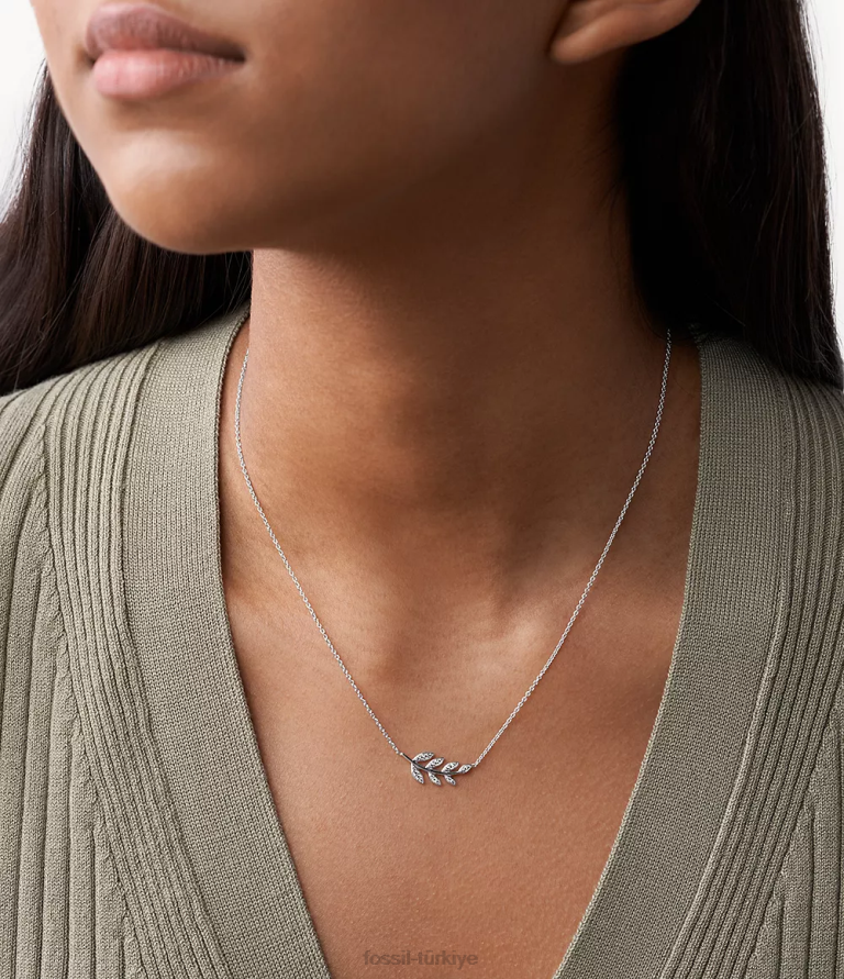 Fossil 6J04938 gümüş elliott zeytin dalı sterling kolye kolye takı kadınlar
