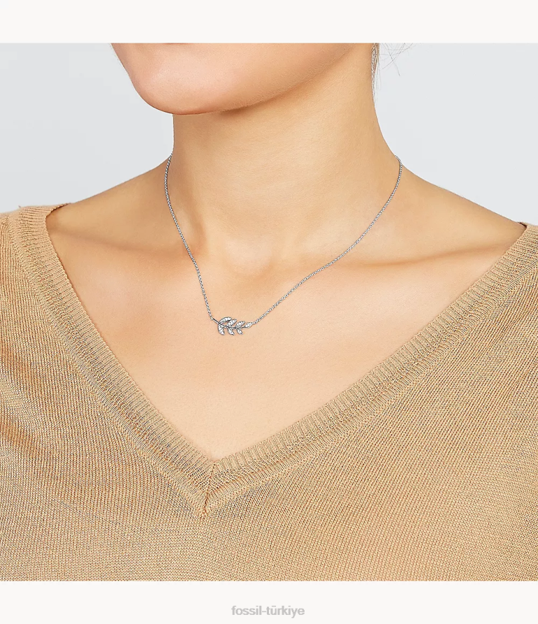 Fossil 6J04938 gümüş elliott zeytin dalı sterling kolye kolye takı kadınlar