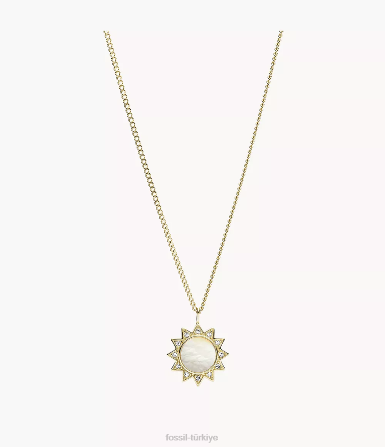 Fossil 6J04939 sedef val paslanmaz çelik kolye kolye takı kadınlar