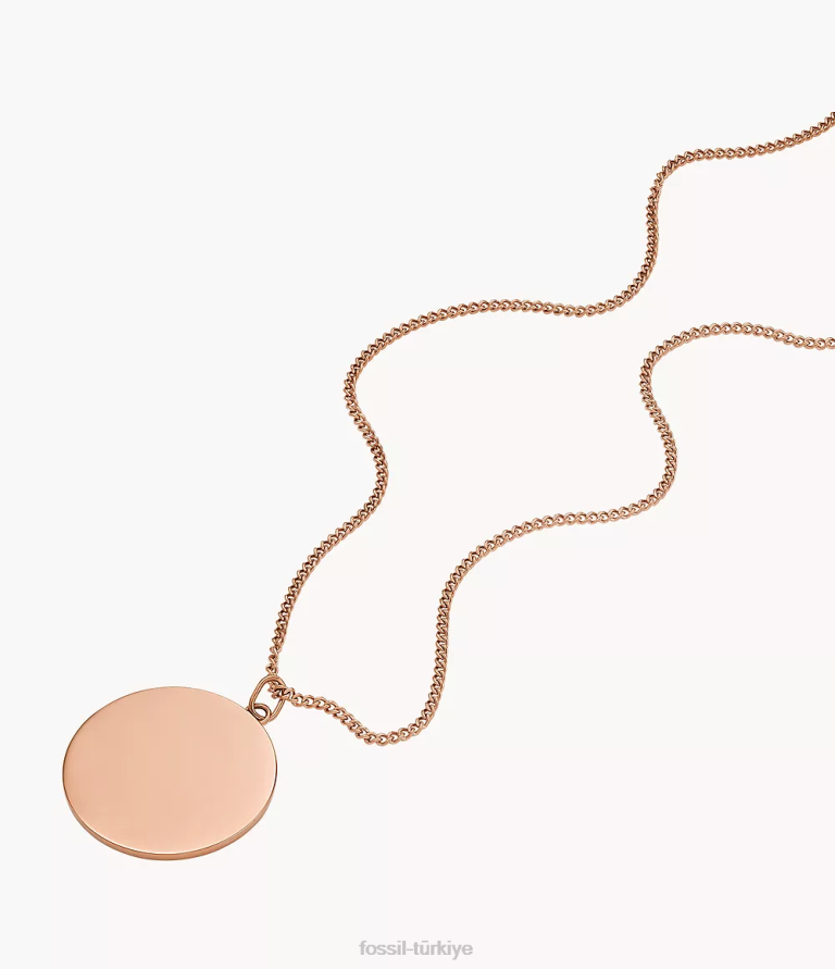 Fossil 6J04944 gül altın tonu paslanmaz çelik kolye kolye çekti takı kadınlar