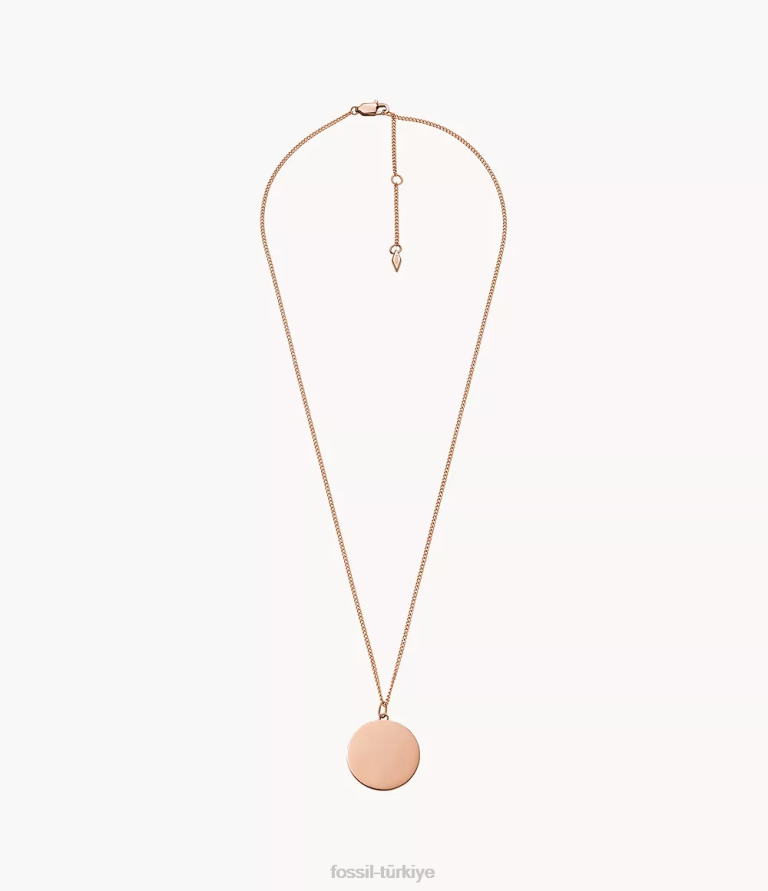 Fossil 6J04944 gül altın tonu paslanmaz çelik kolye kolye çekti takı kadınlar