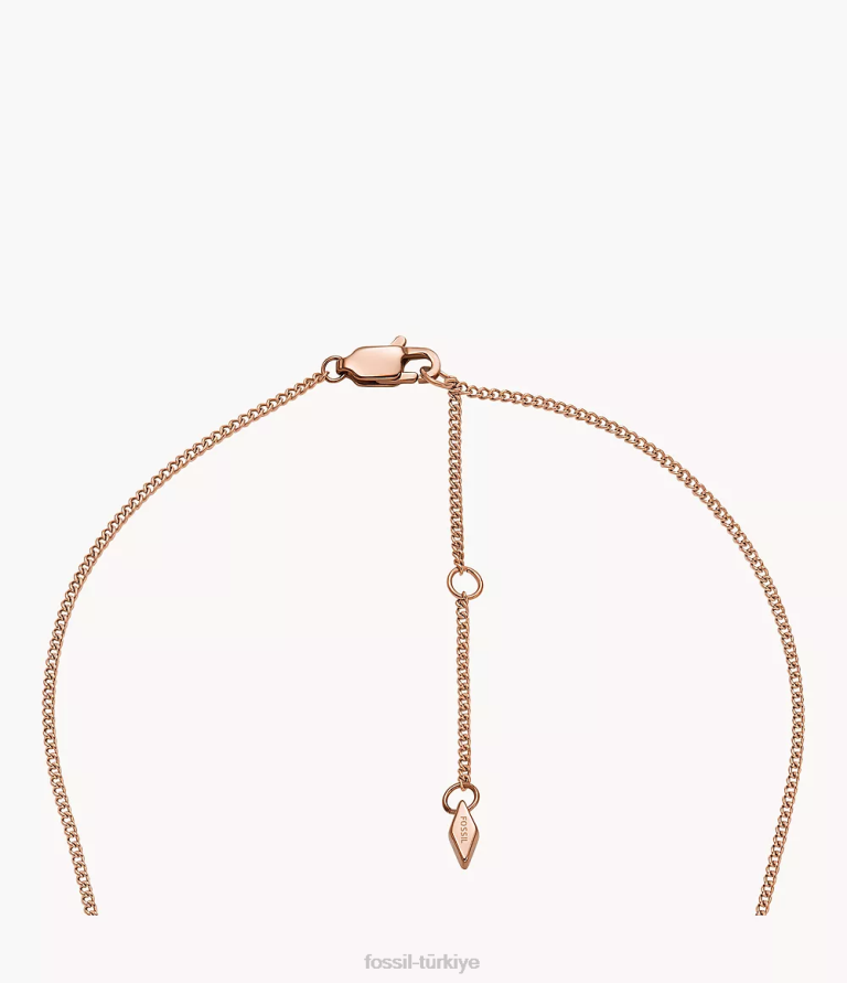 Fossil 6J04944 gül altın tonu paslanmaz çelik kolye kolye çekti takı kadınlar