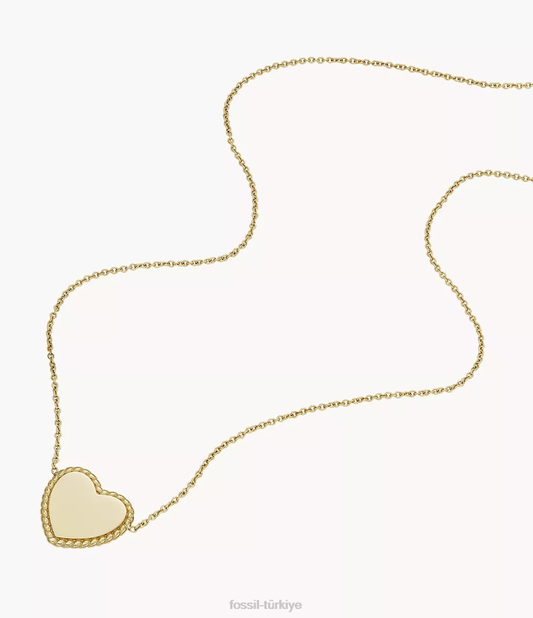 Fossil 6J04946 altın tonu paslanmaz çelik istasyon kolye çekti takı kadınlar