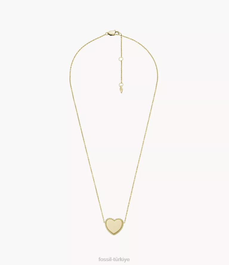 Fossil 6J04946 altın tonu paslanmaz çelik istasyon kolye çekti takı kadınlar
