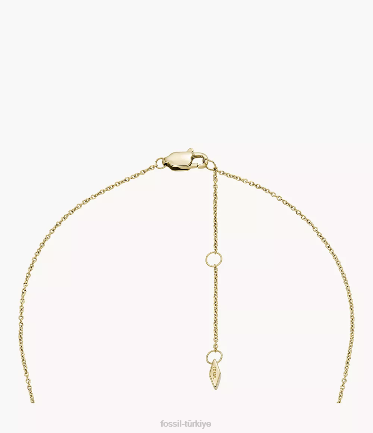 Fossil 6J04946 altın tonu paslanmaz çelik istasyon kolye çekti takı kadınlar