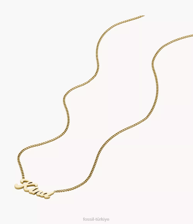 Fossil 6J04947 altın tonu la la arazi paslanmaz çelik zincir kolye takı kadınlar