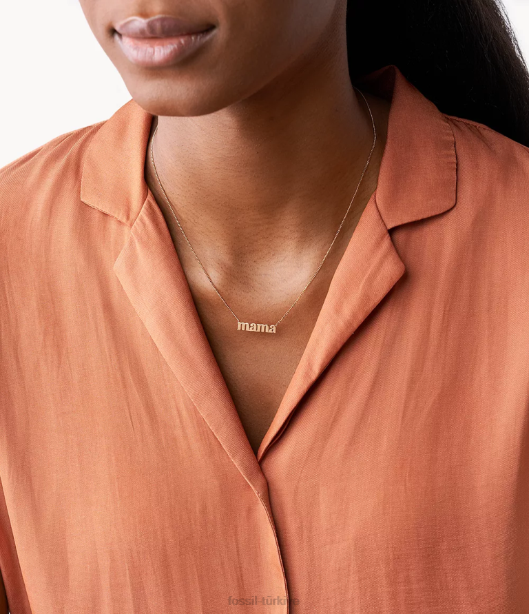 Fossil 6J04949 gül altın tonu gürcistan mama paslanmaz çelik kolye takı kadınlar