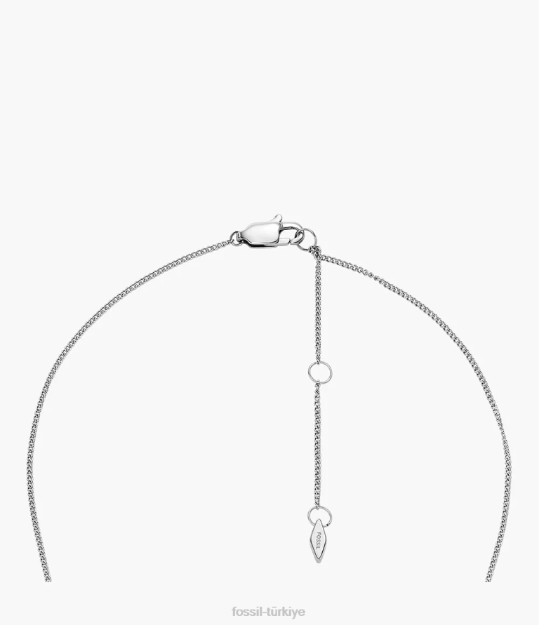 Fossil 6J04950 gümüş ton sadie açık kalpli paslanmaz çelik zincir kolye takı kadınlar