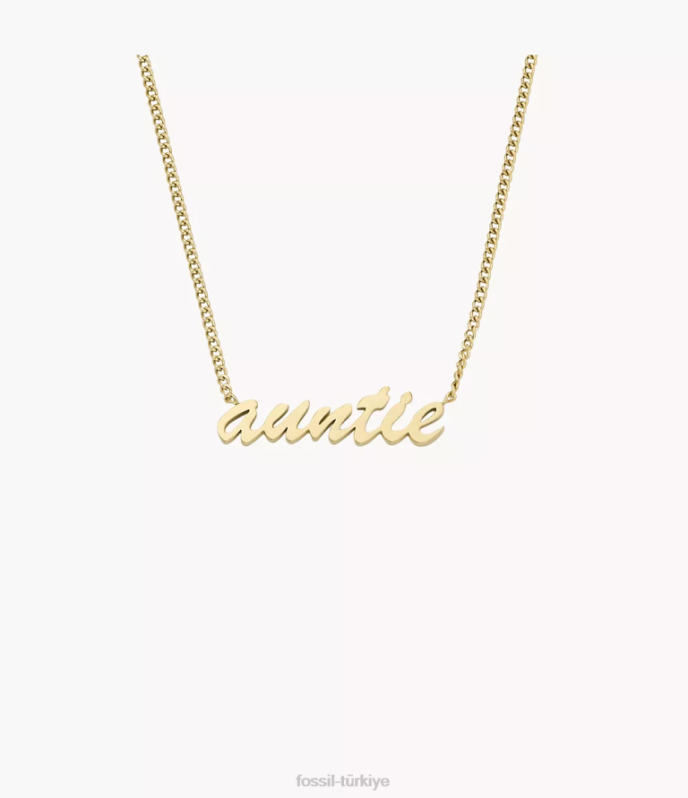 Fossil 6J04953 altın tonu isim kolye paslanmaz çelik zincir kolye takı kadınlar