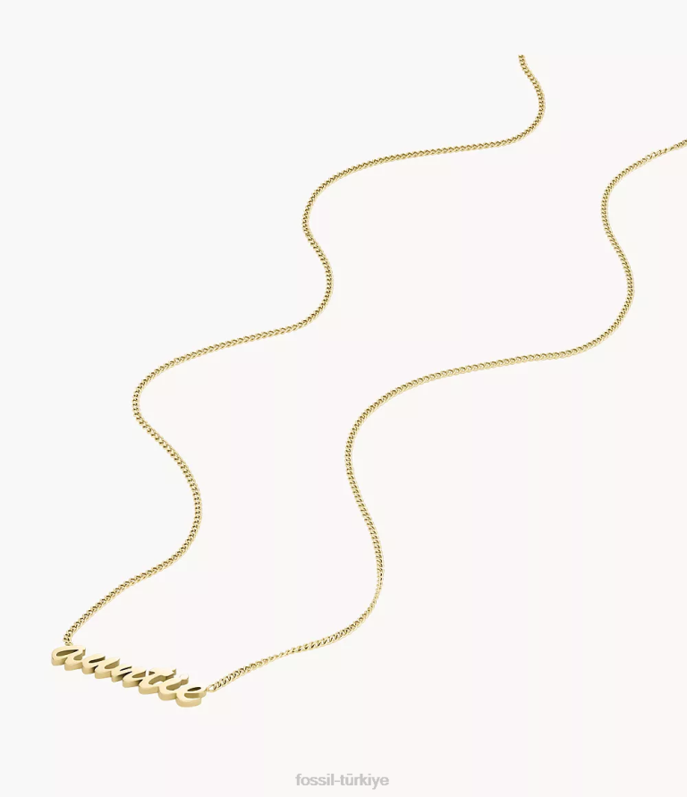 Fossil 6J04953 altın tonu isim kolye paslanmaz çelik zincir kolye takı kadınlar