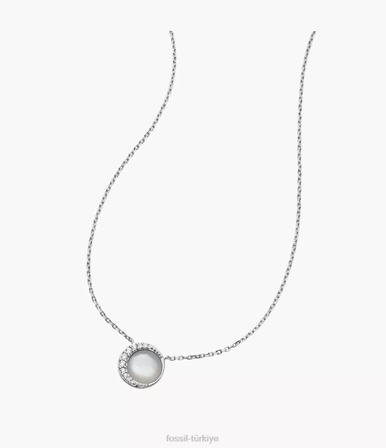 Fossil 6J04954 beyaz sedef Hilal ayarlı kolye kolye takı kadınlar