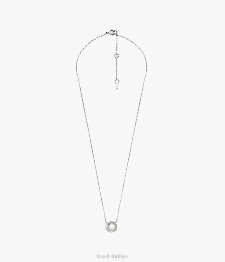 Fossil 6J04954 beyaz sedef Hilal ayarlı kolye kolye takı kadınlar