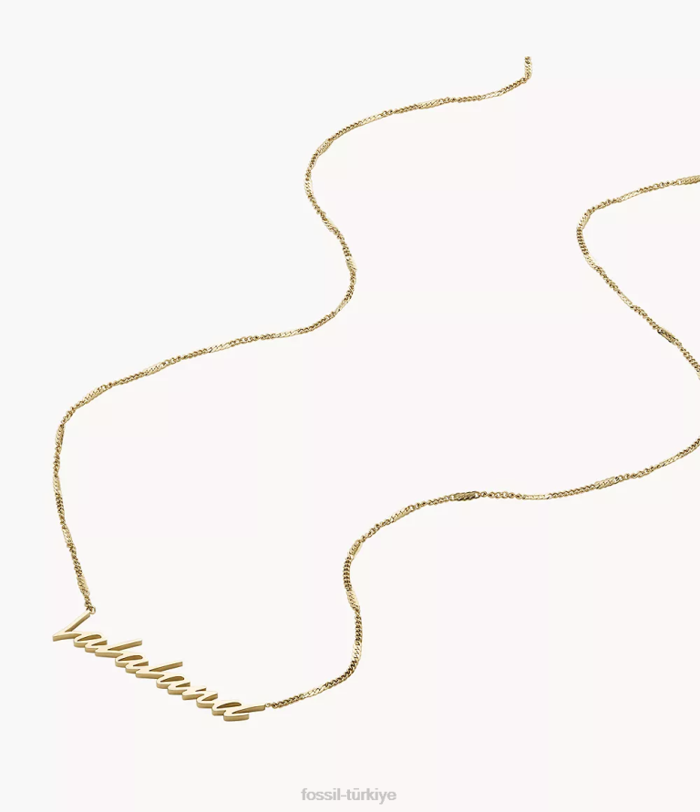 Fossil 6J04961 altın tonu la la arazi paslanmaz çelik kolye kolye takı kadınlar