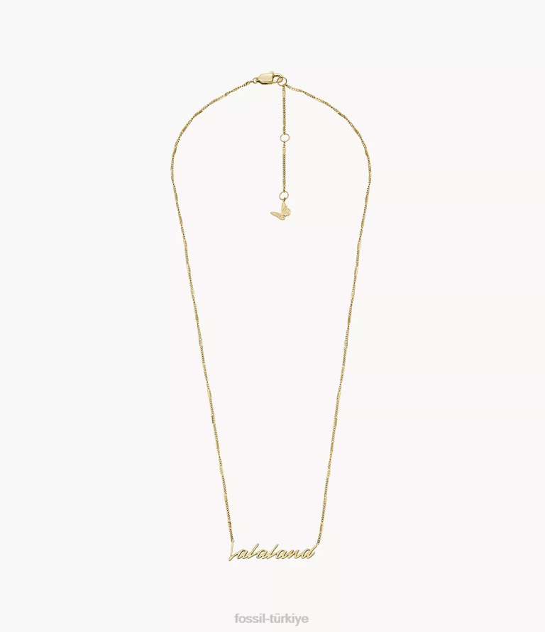 Fossil 6J04961 altın tonu la la arazi paslanmaz çelik kolye kolye takı kadınlar