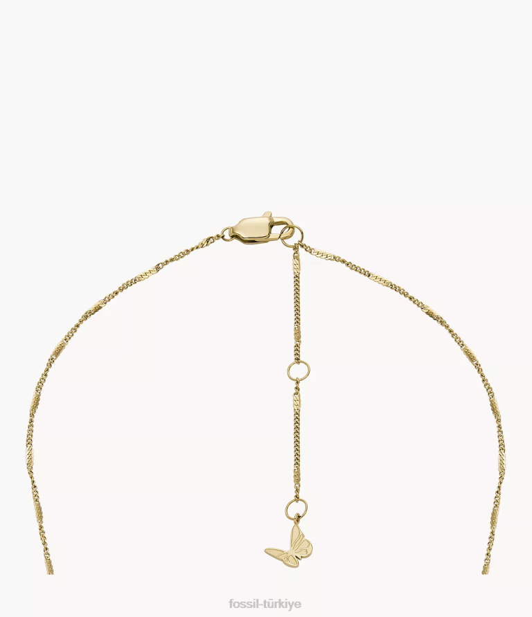 Fossil 6J04961 altın tonu la la arazi paslanmaz çelik kolye kolye takı kadınlar