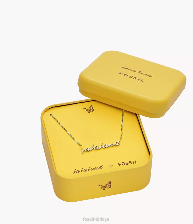 Fossil 6J04961 altın tonu la la arazi paslanmaz çelik kolye kolye takı kadınlar