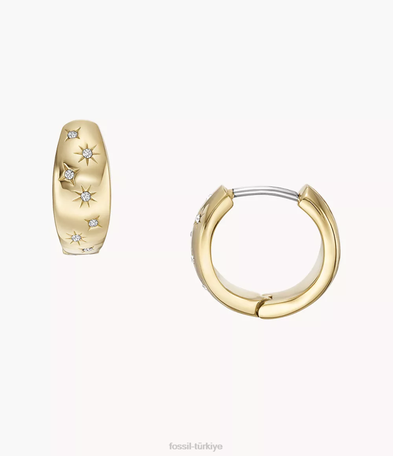 Fossil 6J041033 altın tonu yıldızların altında sadie paslanmaz çelik halka küpeler takı kadınlar