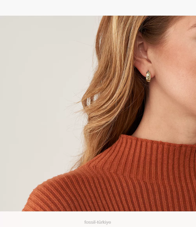 Fossil 6J041033 altın tonu yıldızların altında sadie paslanmaz çelik halka küpeler takı kadınlar