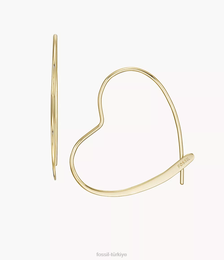 Fossil 6J041036 altın tonu tamamı üst üste yığılmış pirinç fısıltı halka küpeler takı kadınlar