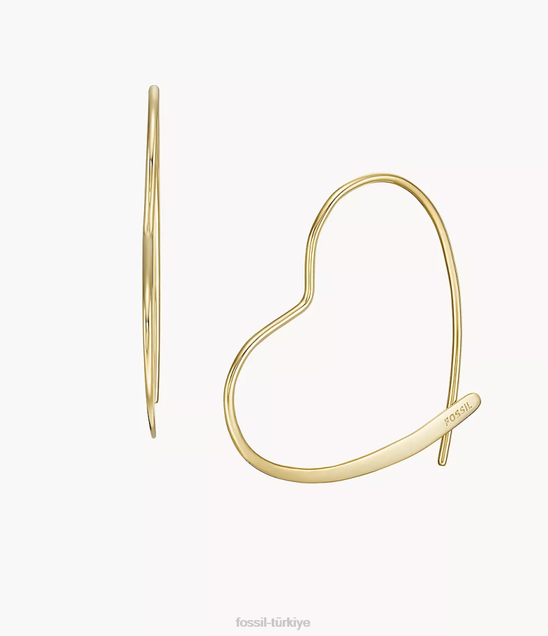 Fossil 6J041036 altın tonu tamamı üst üste yığılmış pirinç fısıltı halka küpeler takı kadınlar