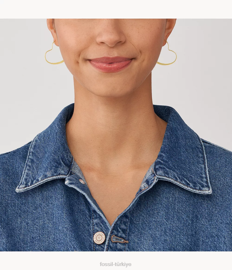 Fossil 6J041036 altın tonu tamamı üst üste yığılmış pirinç fısıltı halka küpeler takı kadınlar