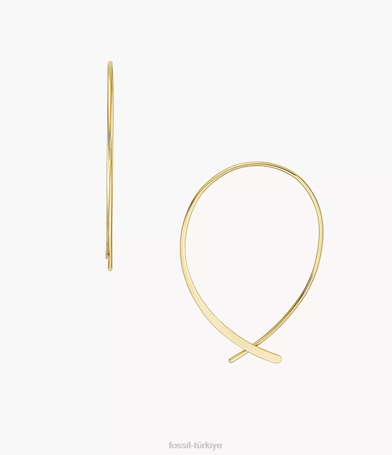 Fossil 6J041039 altın tonu tamamı üst üste yığılmış pirinç fısıltı halka küpeler takı kadınlar