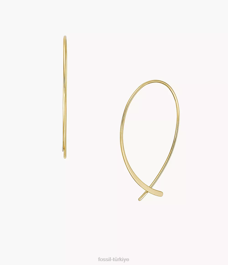 Fossil 6J041039 altın tonu tamamı üst üste yığılmış pirinç fısıltı halka küpeler takı kadınlar